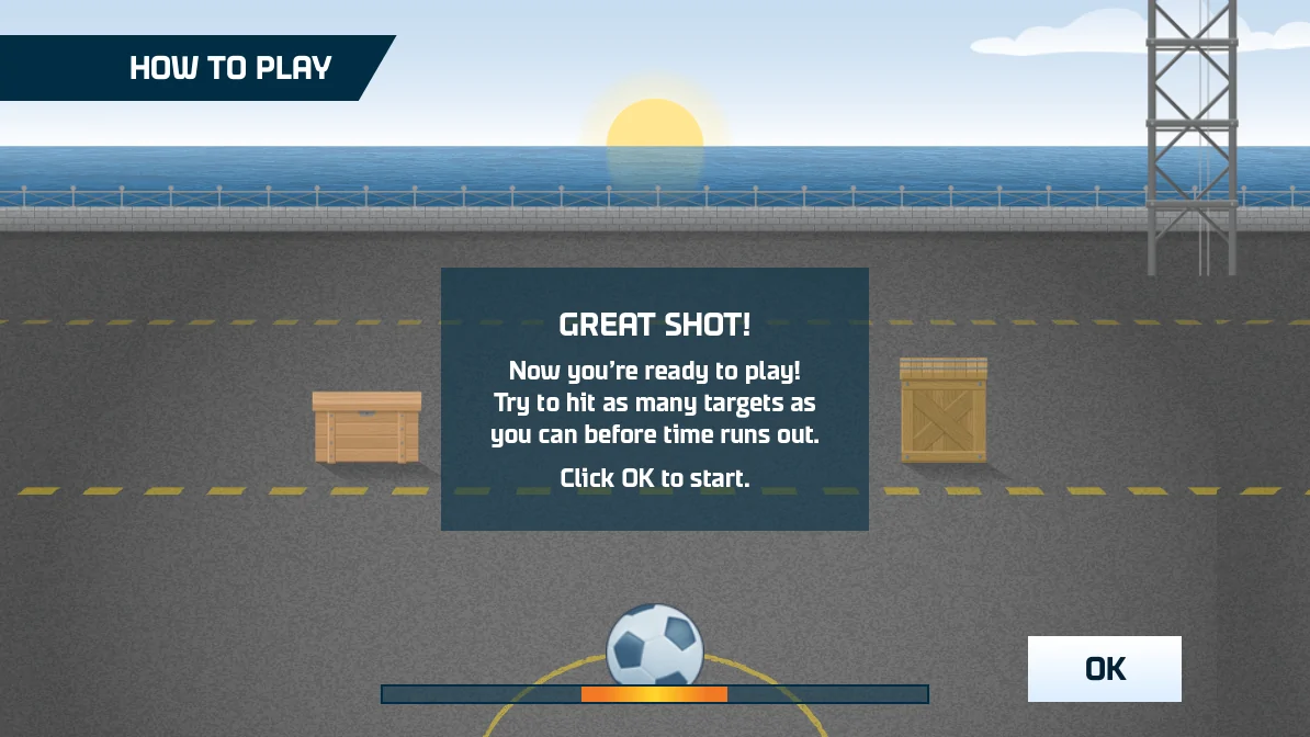DFDS Branded Football Game Tutorial Screen