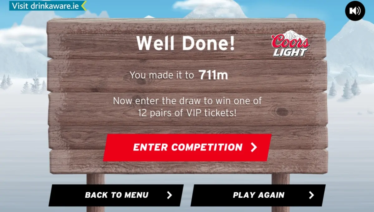 Coors Light Branded Runner Game Score Submission Screen