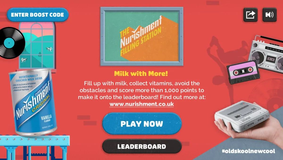 Nurishment branded game menu screen