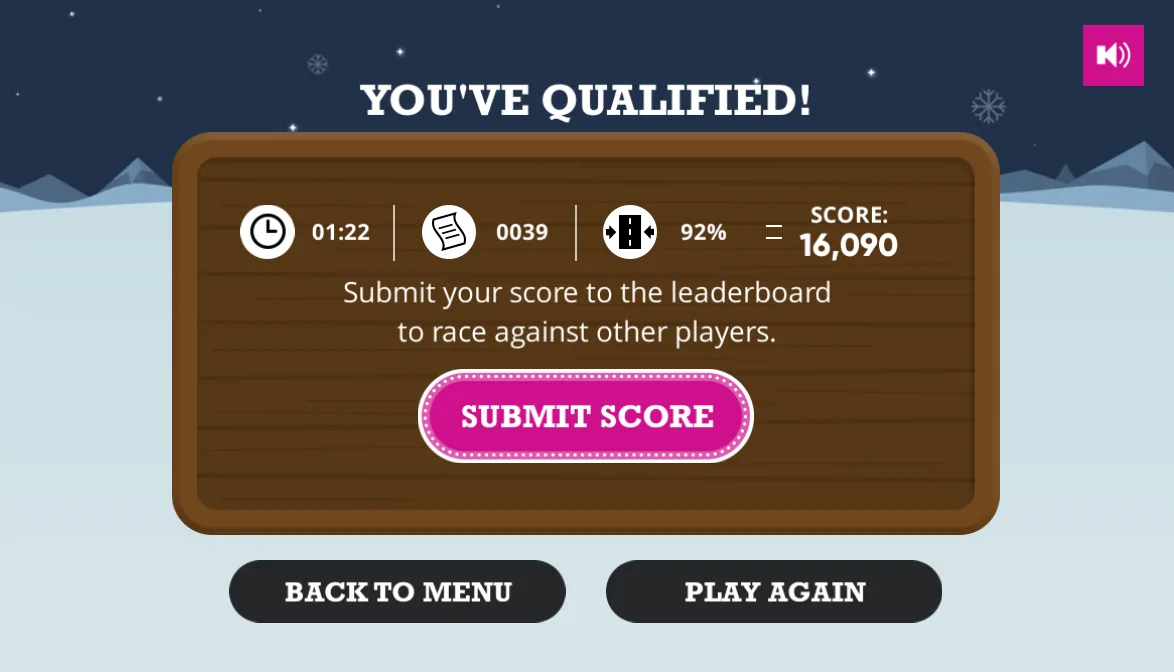 Beazley Risky Rider Game Score Submission Screen