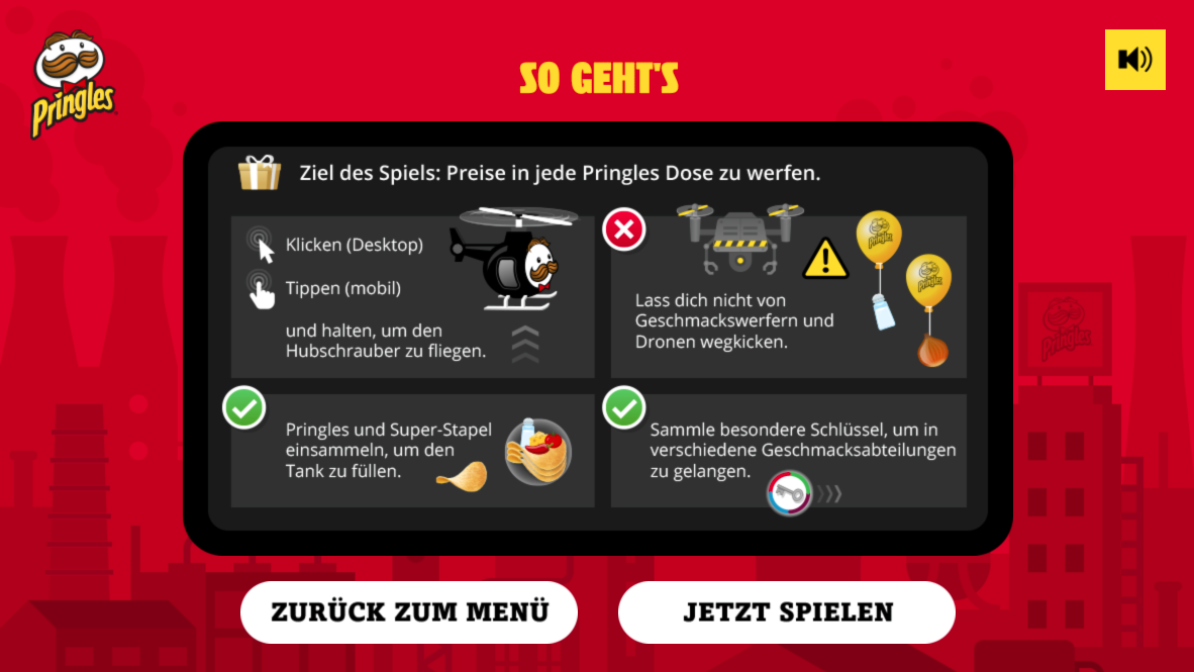 Pringles Prize Drop Tailored Game Instructions in German