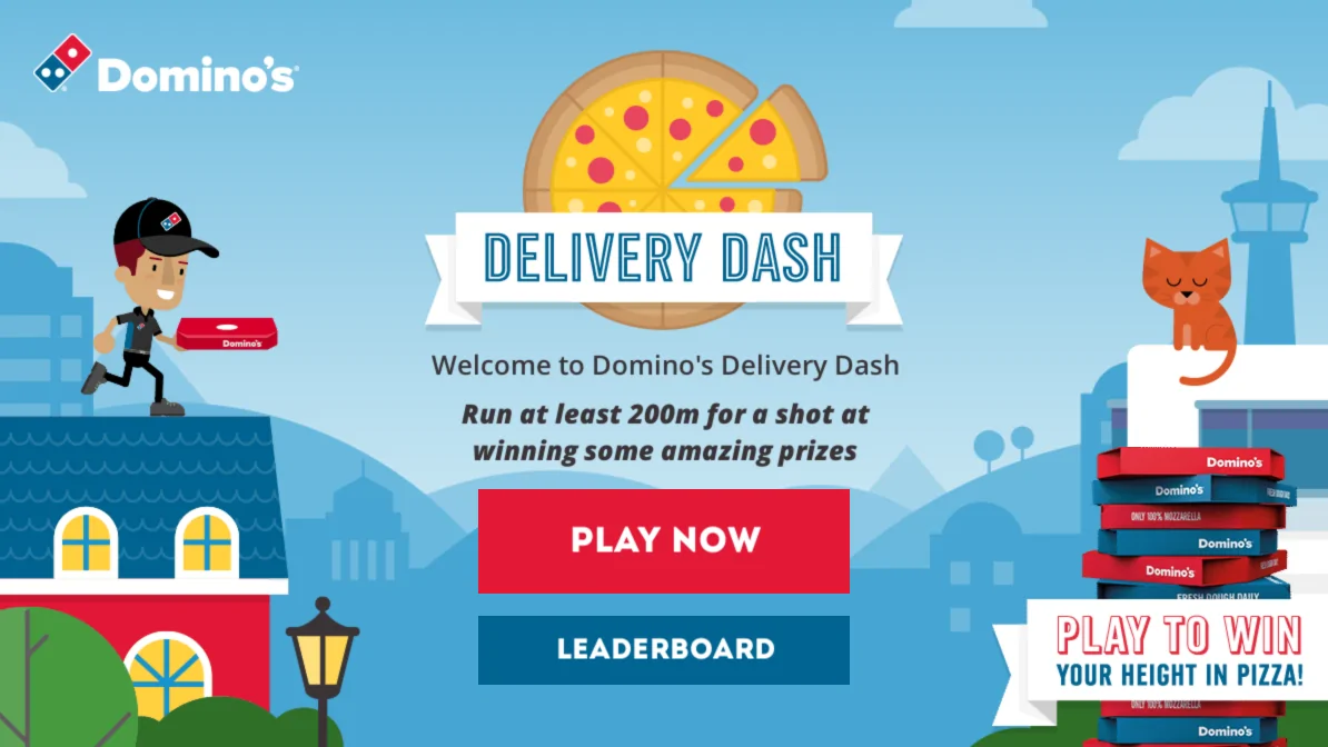 Domino's Delivery Dash Game Menu Screen