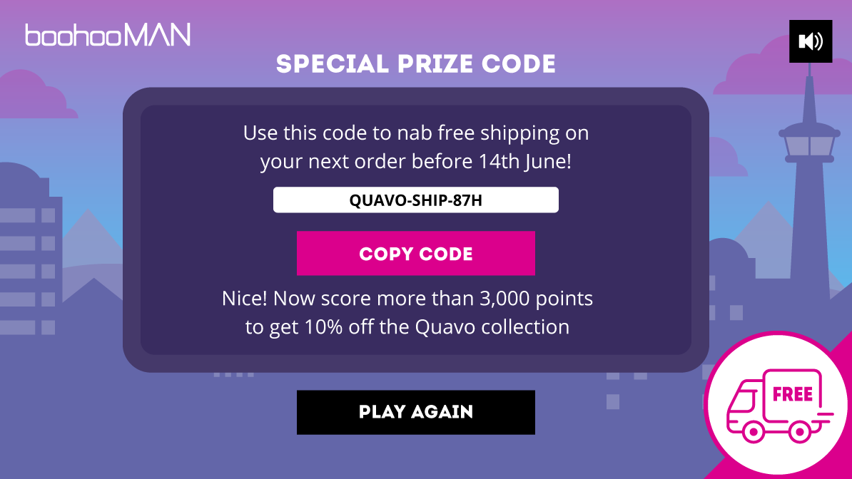 boohooMAN Game Prize Special Code