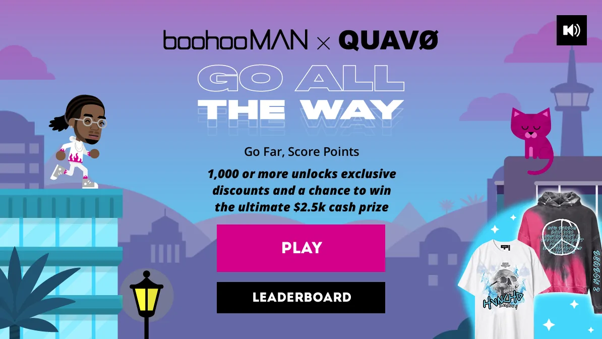 boohooMAN Branded Game for Retail Menu Screen