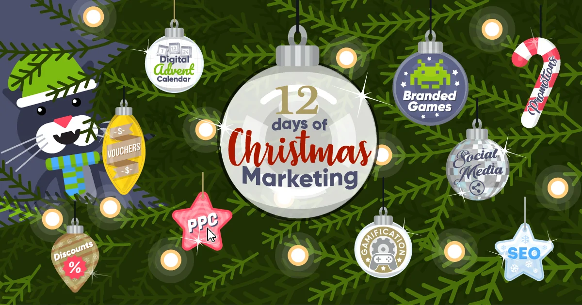 12 Days of Christmas marketing ideas bauble on a Christmas tree