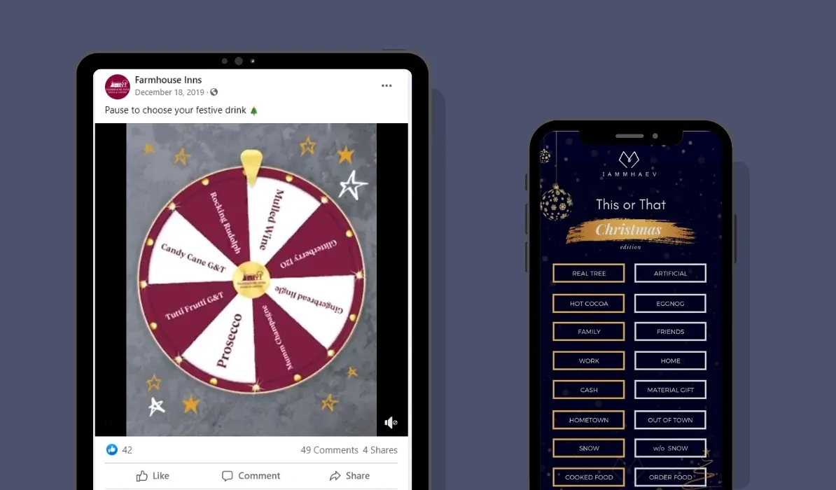 Examples of Christmas Interactive Posts on Facebook and Instagram