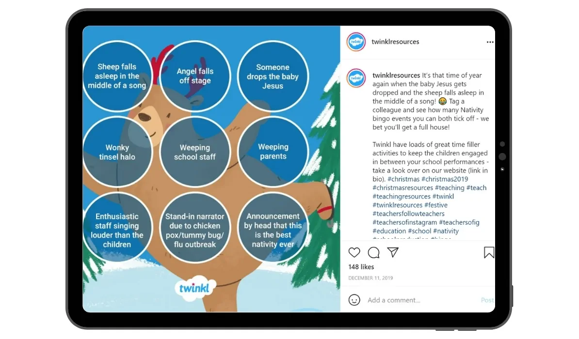 Twinkl Instagram Post for Fun Christmas Game