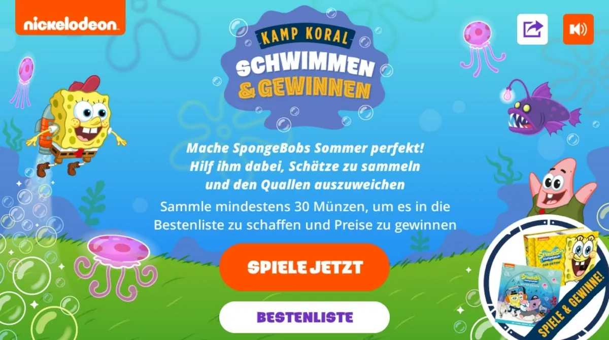 SpongeBob Branded Game Menu - German