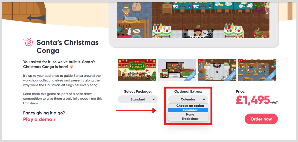 Selecting Digital Advent Calendar Option when Purchasing Christmas Game