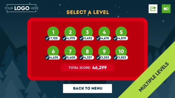 Christmas Match-3 Level Select Screen