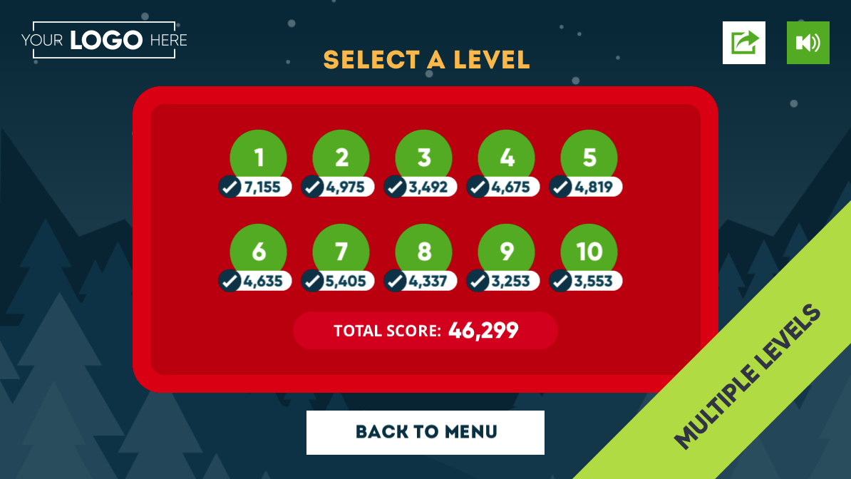 Christmas Match-3 Level Select Screen