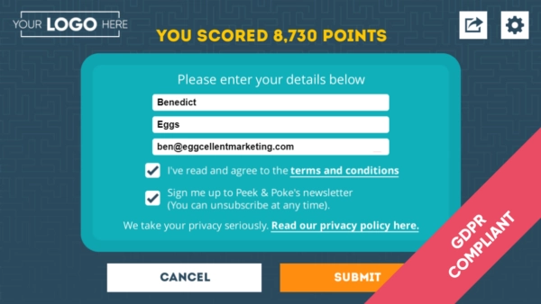 Easter Egg Drop Submit Score Screen