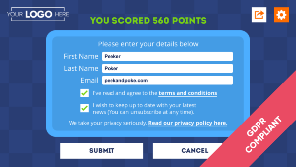 Flippin' Faces Submit Score Screen