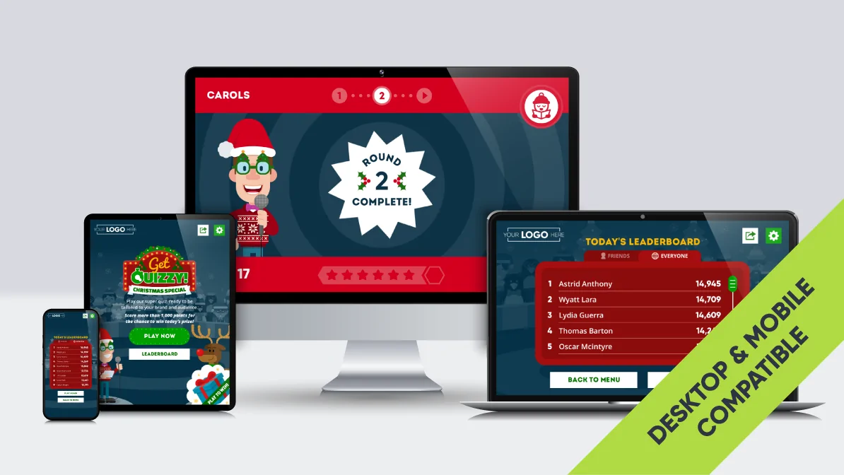 Christmas-Themed Online Quiz Game Devices