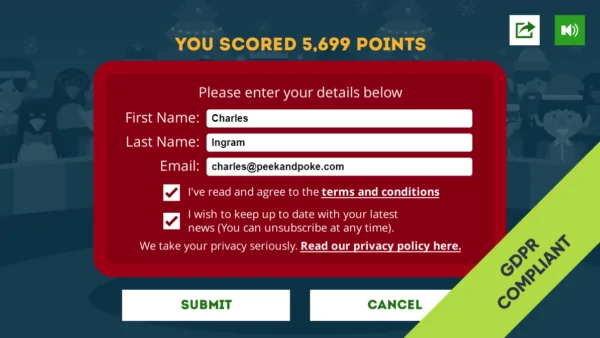 Online Christmas Quiz Game Score Submission