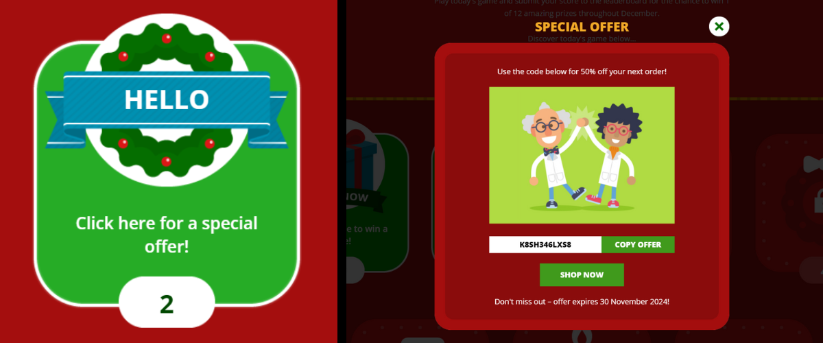 Online Advent Calendar – Popup Message Example