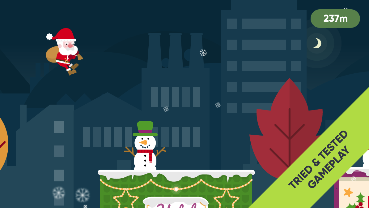 Santa's Rooftop Runner Christmas-Themed Game