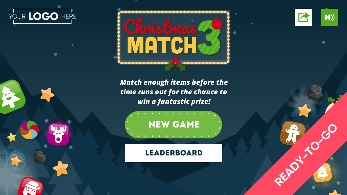 Online Christmas Match-3 Game Menu