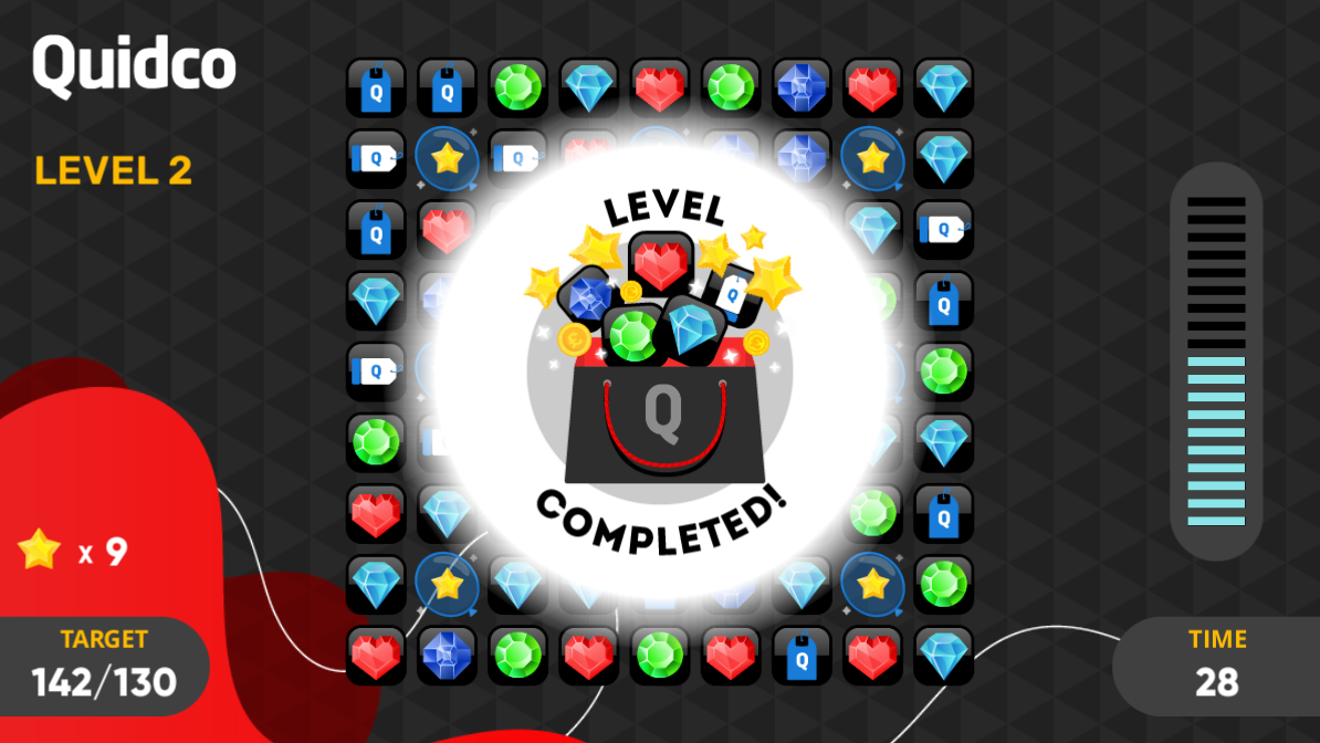 Quidco B2C Branded Game Level Completed