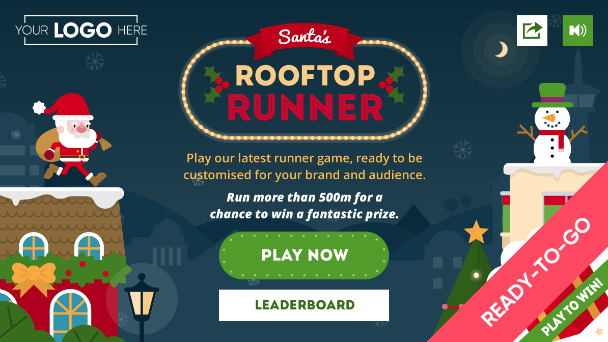 Online Christmas Rooftop Runner Game Menu