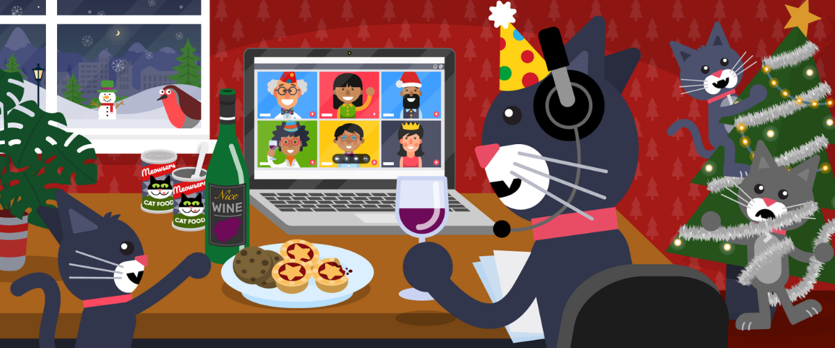 Remote Employees Playing Online Christmas Game