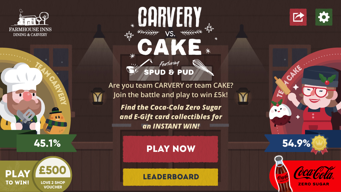 Carvery vs. Cake Branded Game Menu Screen