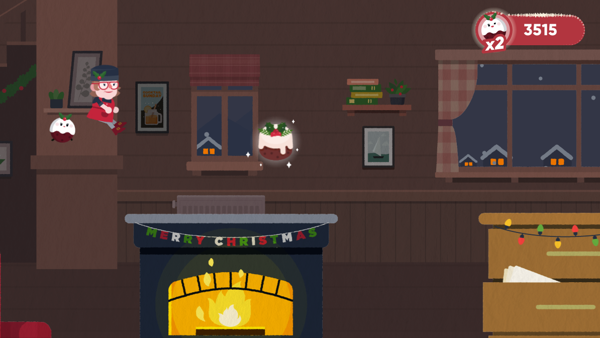 Christmas Pudding Character in Tailored Runner Game