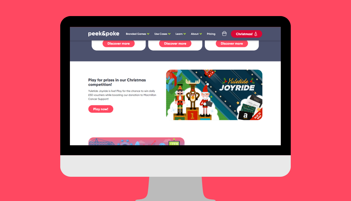 Peek & Poke Website Homepage During Yuletide Joyride Campaign