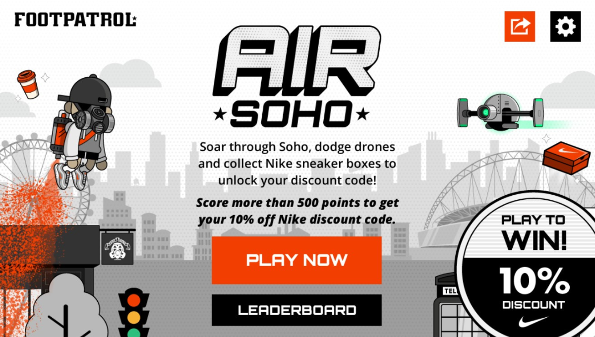 Footpatrol Air Soho Flyer Game Menu