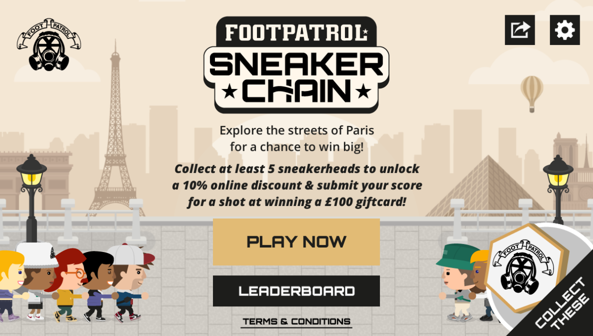 Footpatrol Sneaker Chain Conga Game Menu