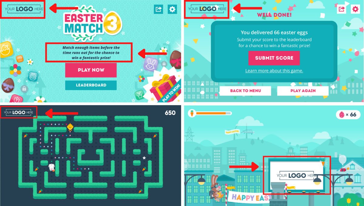 Add your brand logo and messaging to Easter games