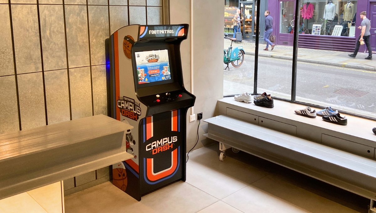 Branded Arcade Machine at Footpatrol Retail Store in London