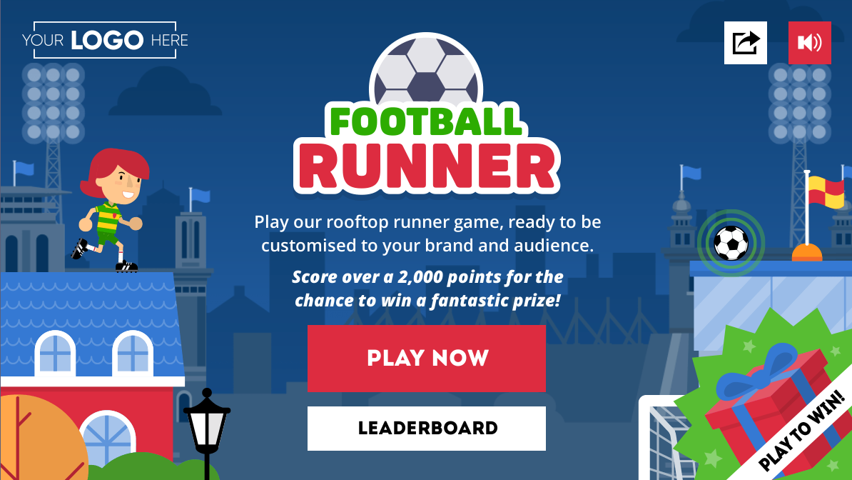 Football Rooftop Runner Game Menu Screen