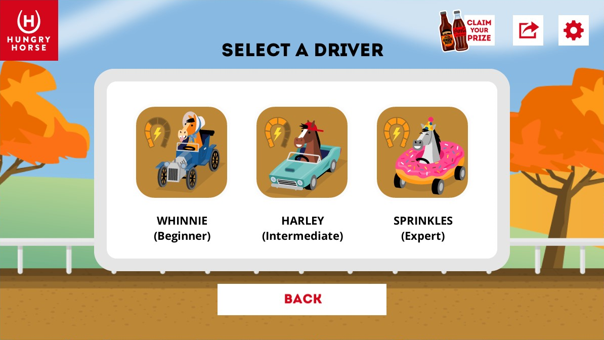 Crazy Horse Racing Game Player Select Screen