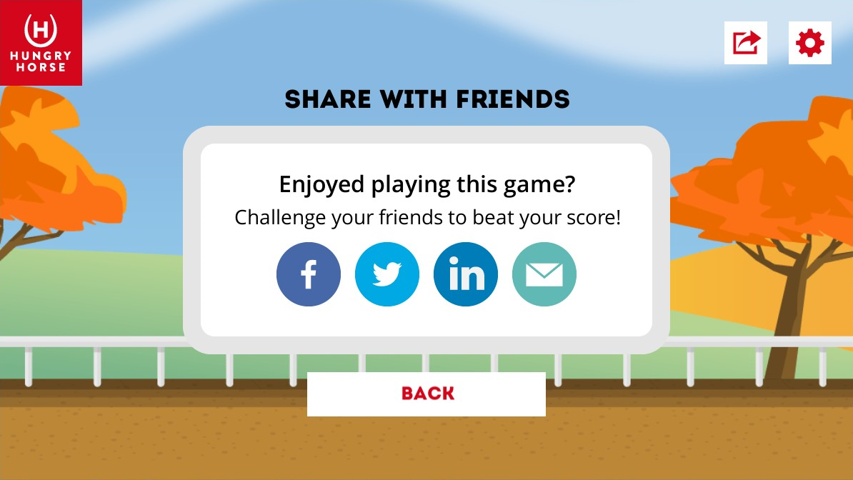 Crazy Horse Racing Game Social Sharing Screen