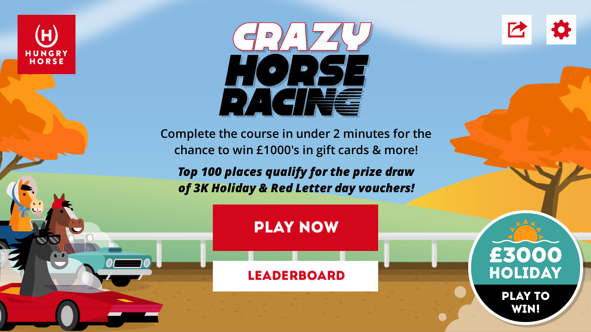 Hungry Horse Racer 2022 Game Menu Screen