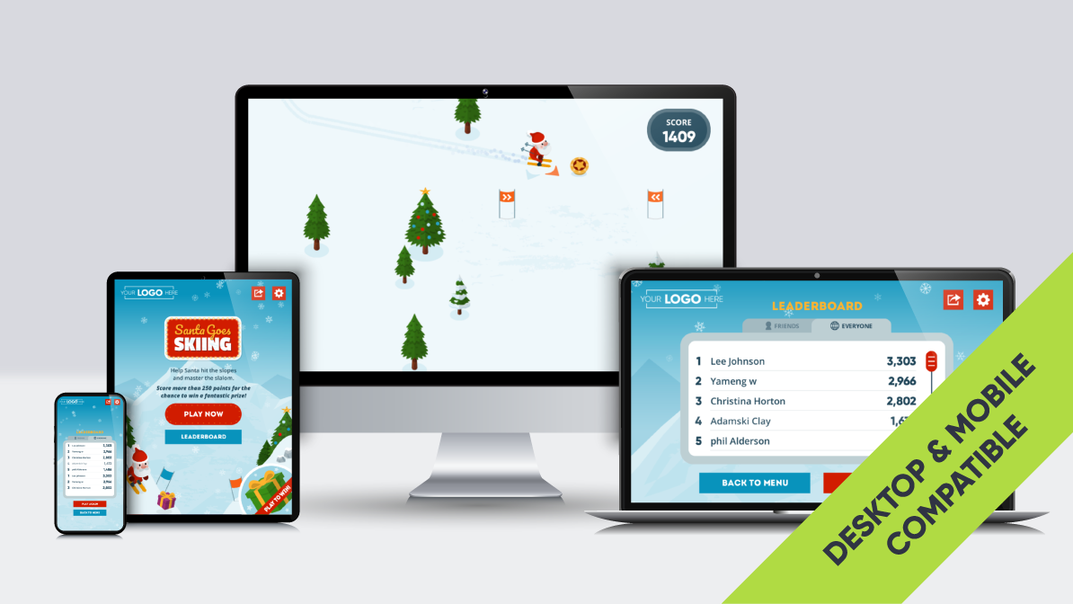 Winter-Themed Online Marketing Game Shown on Different Devices