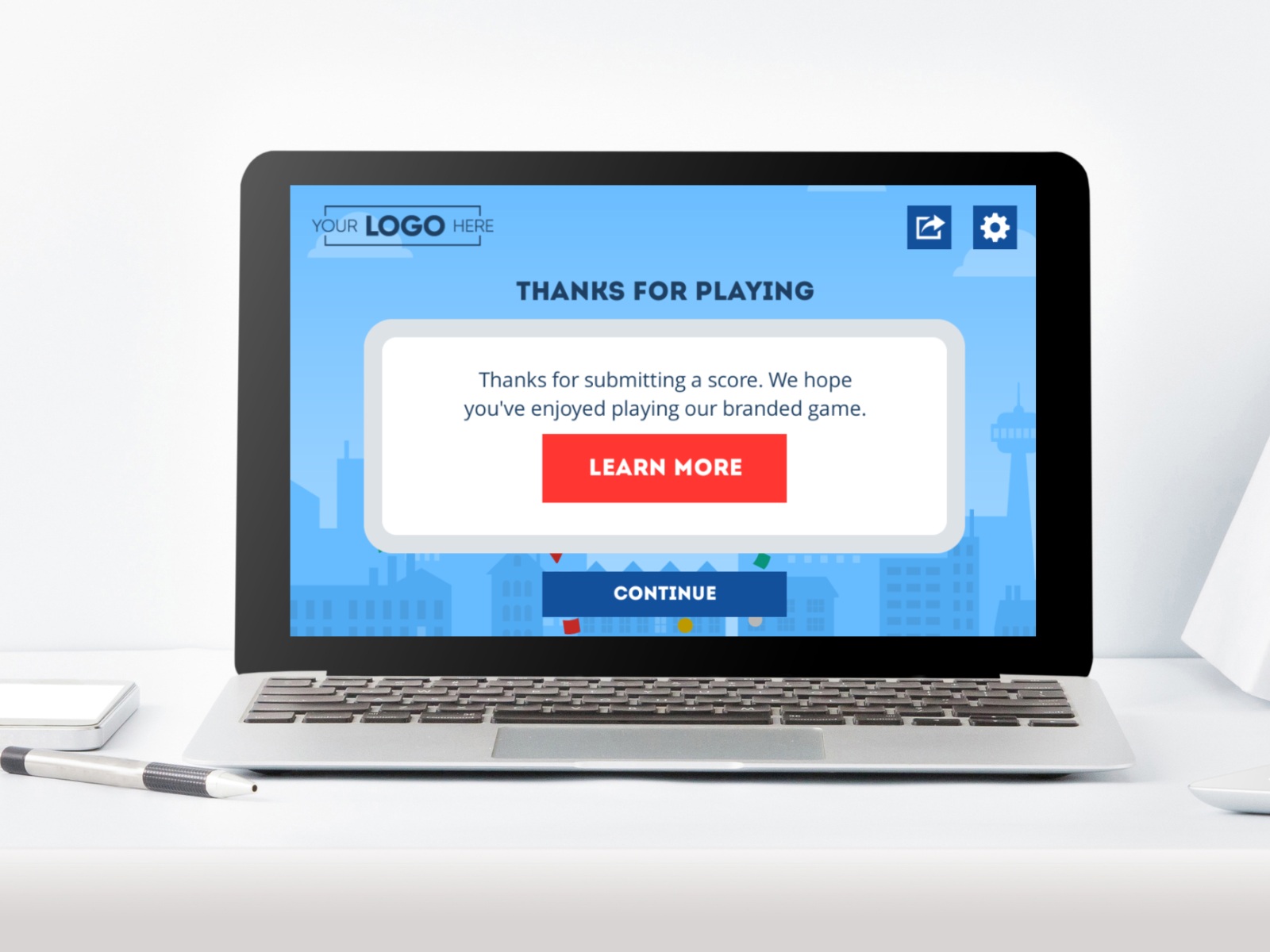 Thank You Panel on Laptop Device