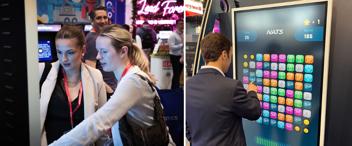 Visitors at Event Stand Playing Engaging Branded Games