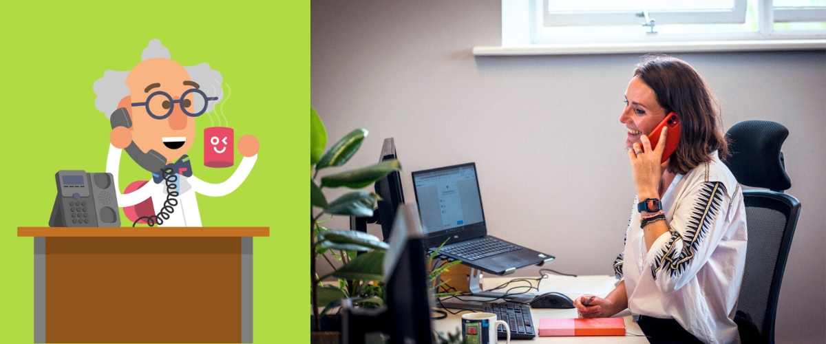 Salesperson on Phone with Client Character