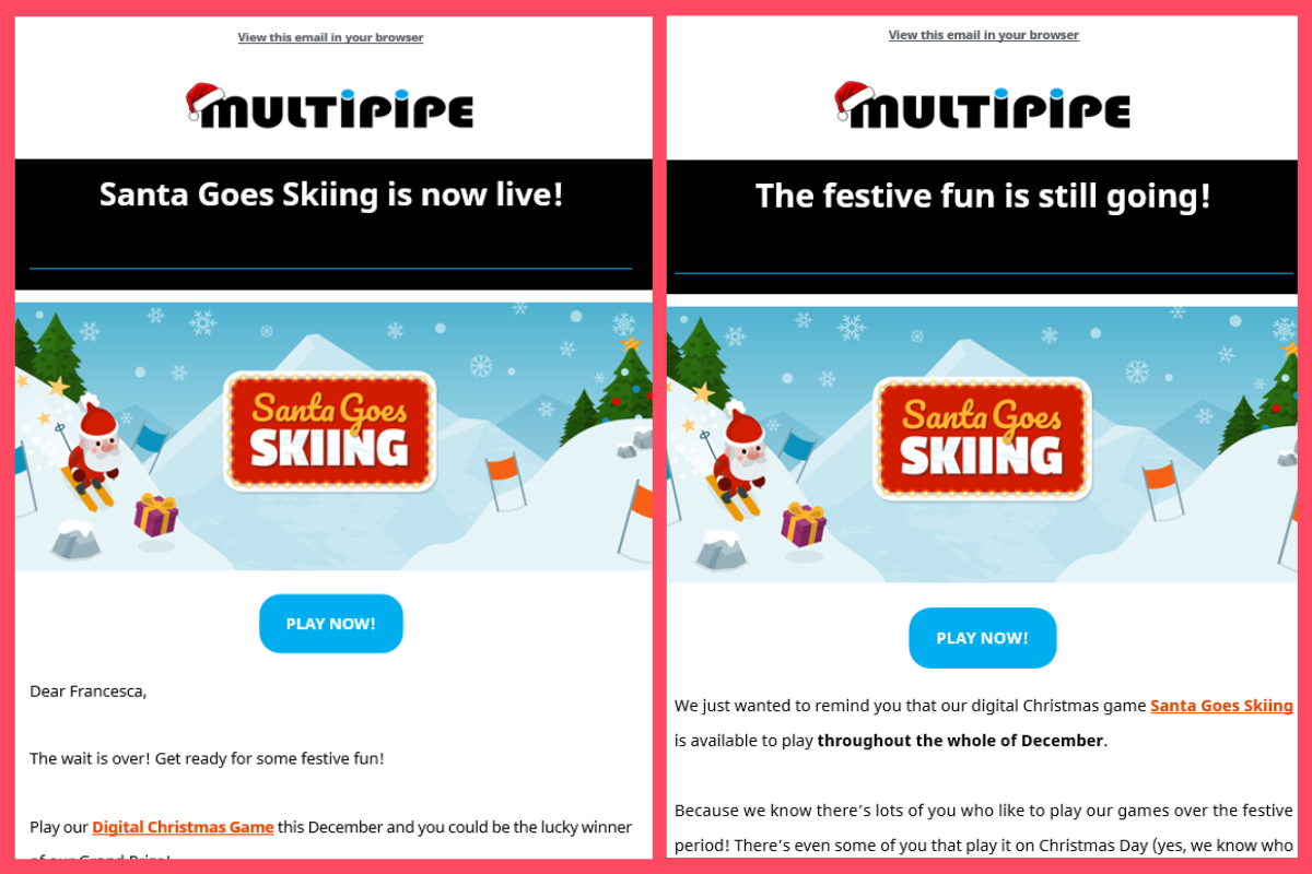 Multipipe Game Campaign Email Screenshots