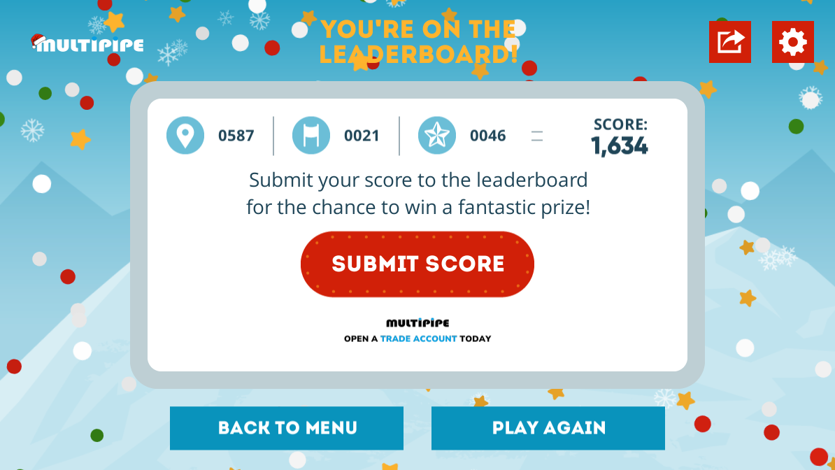 Multipipe Santa Goes Skiing Game Submit Score