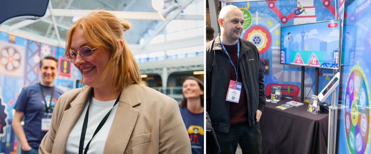 Engaged Visitors Having Fun at Trade Show Stand