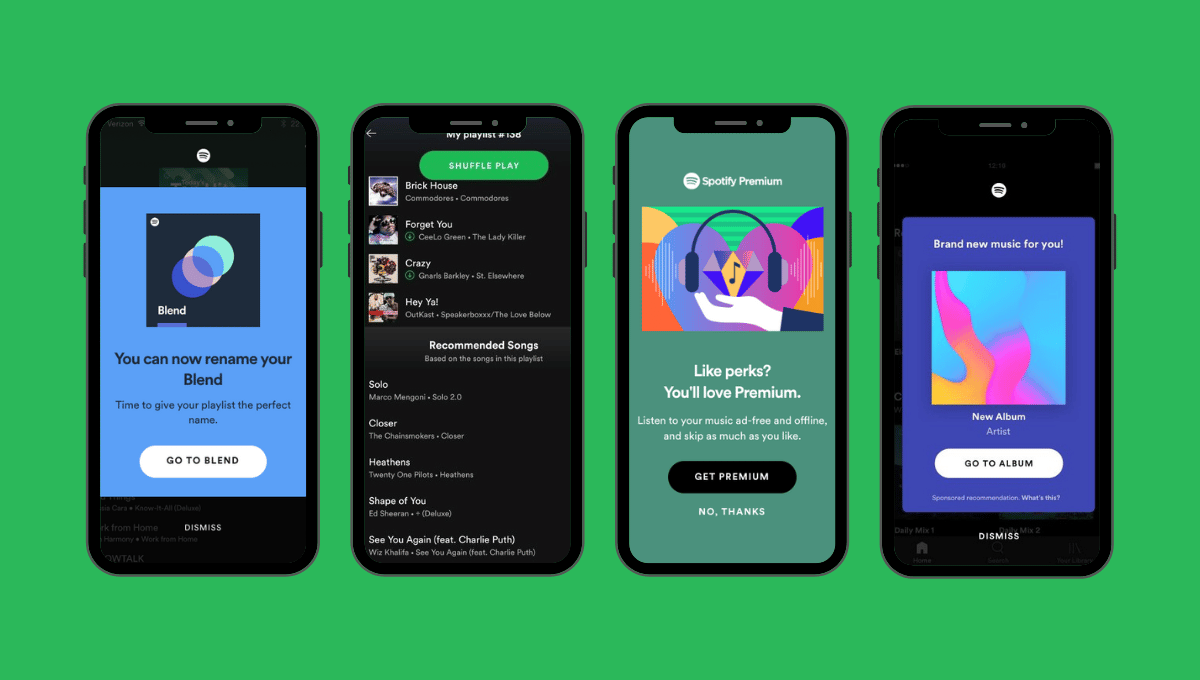 Examples of Spotify Personalised App Notifications