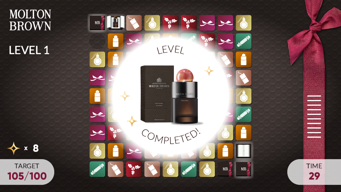 Molton Brown Branded Game Level Complete