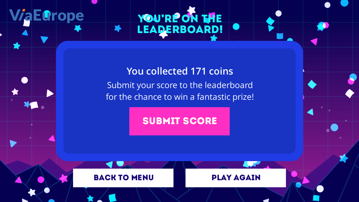 ViaEurope Data Booster Trade Show Game Score Submission