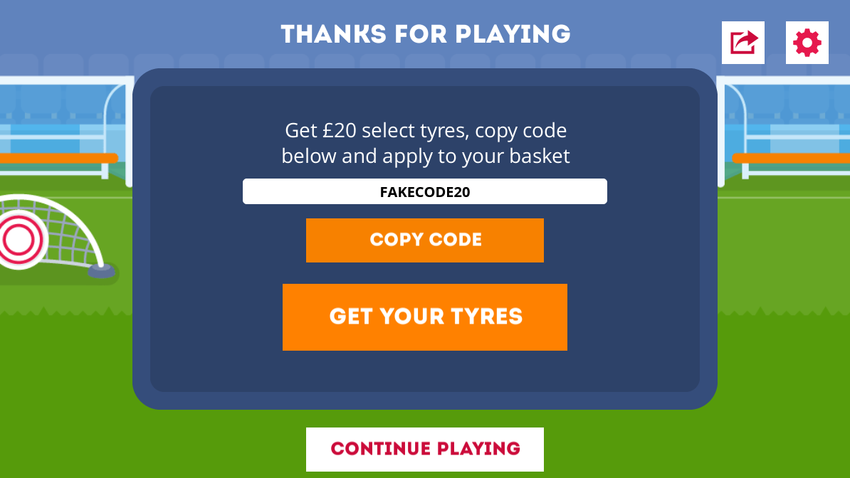 Protyre Soccer Skill Shot Game Offer Code