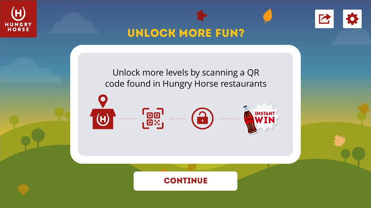 Hungry Horse Branded Game Unlock Levels Screen