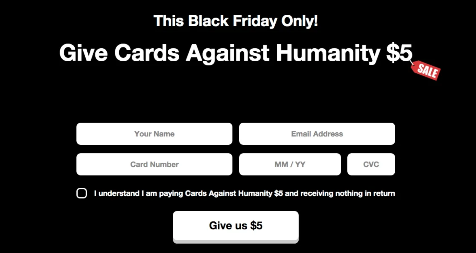 Black Friday Marketing Example - Cards Against Humanity