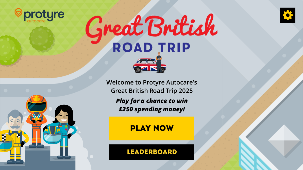 Protyre Great British Road Trip Game Menu